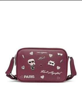 NWT Karl Lagerfeld Burgundy Crossbody Camera Bag